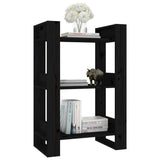 NNEVL Book Cabinet/Room Divider Black 60x35x91 cm Solid Wood Pine