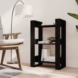 NNEVL Book Cabinet/Room Divider Black 60x35x91 cm Solid Wood Pine