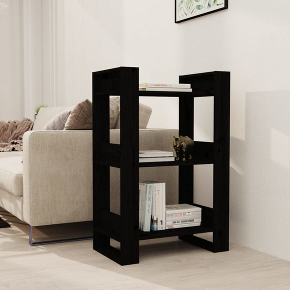 NNEVL Book Cabinet/Room Divider Black 60x35x91 cm Solid Wood Pine