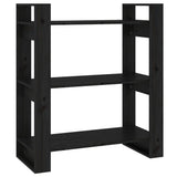 NNEVL Book Cabinet/Room Divider Black 80x35x91 cm Solid Wood Pine