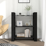 NNEVL Book Cabinet/Room Divider Black 80x35x91 cm Solid Wood Pine