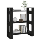 NNEVL Book Cabinet/Room Divider Black 80x35x91 cm Solid Wood Pine