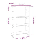 NNEVL Book Cabinet/Room Divider White 80x35x125 cm Solid Wood Pine