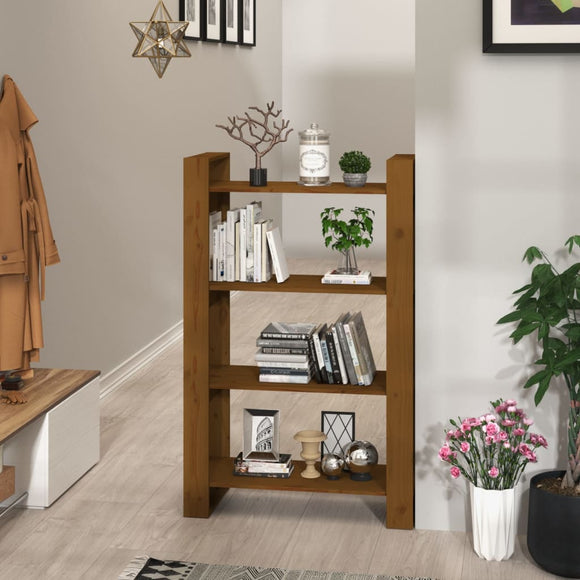 NNEVL Book Cabinet/Room Divider Honey Brown 80x35x125 cm Solid Wood