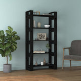 NNEVL Book Cabinet/Room Divider Black 80x35x160 cm Solid Wood