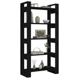NNEVL Book Cabinet/Room Divider Black 80x35x160 cm Solid Wood
