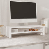 NNEVL Monitor Stand White 50x24x13 cm Solid Wood Pine