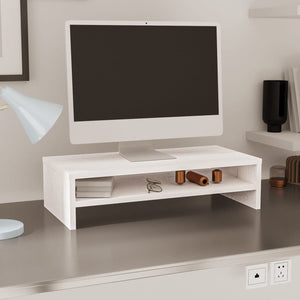 NNEVL Monitor Stand White 50x24x13 cm Solid Wood Pine