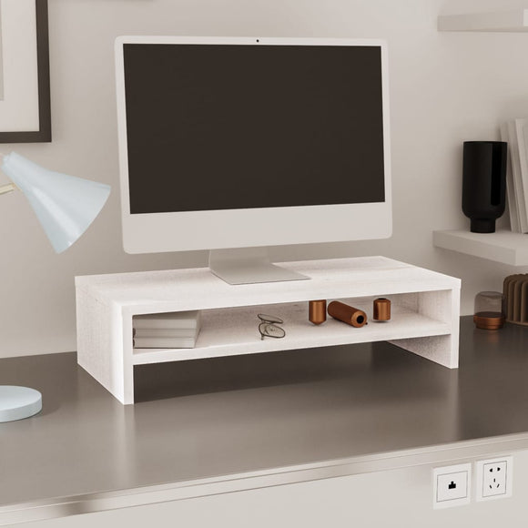NNEVL Monitor Stand White 50x24x13 cm Solid Wood Pine