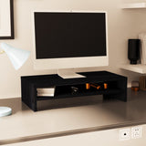 NNEVL Monitor Stand Black 50x24x13 cm Solid Wood Pine