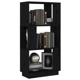 NNEVL Book Cabinet/Room Divider Black 51x25x101 cm Solid Wood Pine