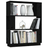 NNEVL Book Cabinet/Room Divider Black 80x25x101 cm Solid Wood Pine