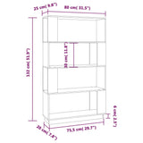 NNEVL Book Cabinet/Room Divider White 80x25x132 cm Solid Wood Pine