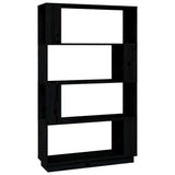 NNEVL Book Cabinet/Room Divider Black 80x25x132 cm Solid Wood Pine