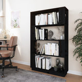 NNEVL Book Cabinet/Room Divider Black 80x25x132 cm Solid Wood Pine