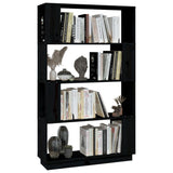 NNEVL Book Cabinet/Room Divider Black 80x25x132 cm Solid Wood Pine