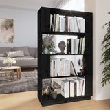 NNEVL Book Cabinet/Room Divider Black 80x25x132 cm Solid Wood Pine