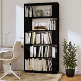 NNEVL Book Cabinet/Room Divider Black 80x25x163.5 cm Solid Wood Pine
