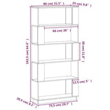 NNEVL Book Cabinet/Room Divider Black 80x25x163.5 cm Solid Wood Pine