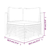 NNEVL Garden Corner Sofa with Cream Cushions Solid Wood Teak