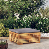 NNEVL Garden Footrest with Dark Grey Cushion Solid Wood Teak