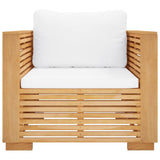 NNEVL Garden Sofa Chair with Cream Cushions Solid Wood Teak