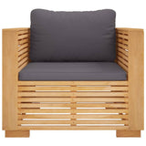 NNEVL Garden Sofa Chair with Dark Grey Cushions Solid Wood Teak