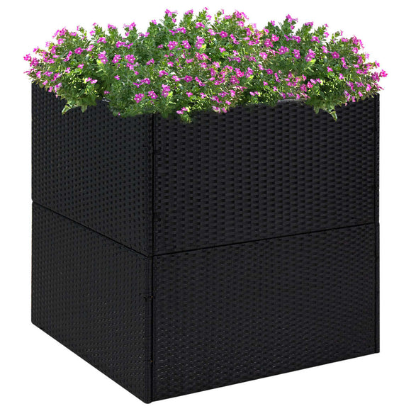 NNEVL Garden Planter Black 80x80x80 cm Poly Rattan