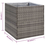 NNEVL Garden Planter Grey 80x80x80 cm Poly Rattan