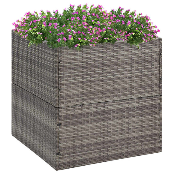 NNEVL Garden Planter Grey 80x80x80 cm Poly Rattan