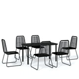 NNEVL 7 Piece Garden Dining Set Black