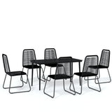 NNEVL 7 Piece Garden Dining Set Black