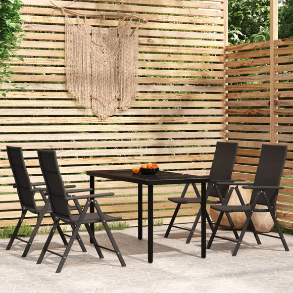 NNEVL 5 Piece Garden Dining Set Black