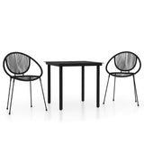 NNEVL 3 Piece Garden Dining Set Black