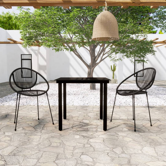 NNEVL 3 Piece Garden Dining Set Black