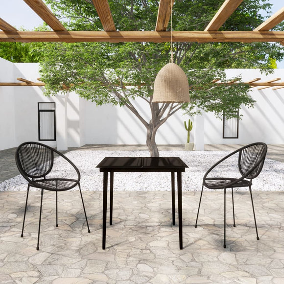 NNEVL 3 Piece Garden Dining Set Black