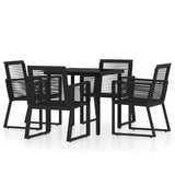 NNEVL 5 Piece Garden Dining Set Black