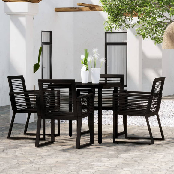 NNEVL 5 Piece Garden Dining Set Black
