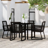 NNEVL 5 Piece Garden Dining Set Black