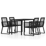 NNEVL 5 Piece Garden Dining Set Black