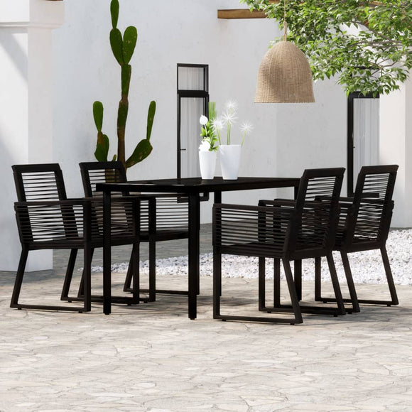 NNEVL 5 Piece Garden Dining Set Black