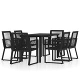 NNEVL 7 Piece Garden Dining Set Black