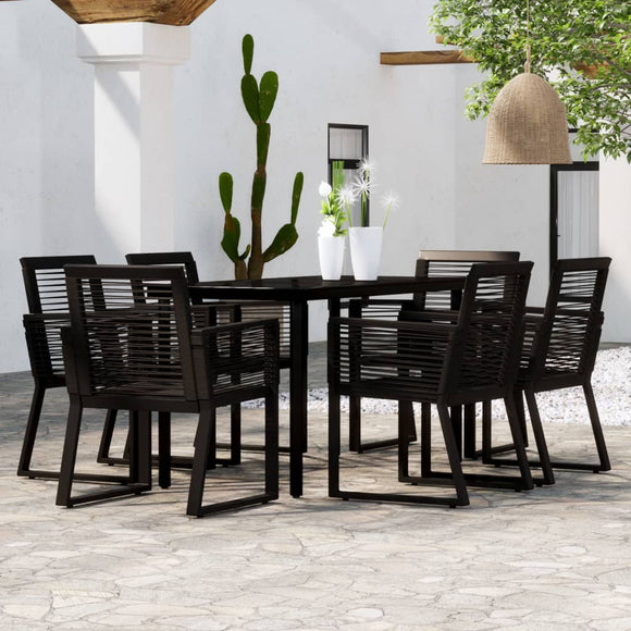 NNEVL 7 Piece Garden Dining Set Black