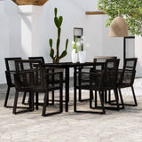 NNEVL 7 Piece Garden Dining Set Black
