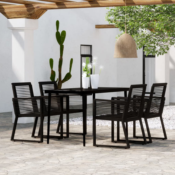 NNEVL 5 Piece Garden Dining Set Black