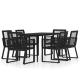 NNEVL 7 Piece Garden Dining Set Black