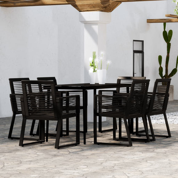 NNEVL 7 Piece Garden Dining Set Black