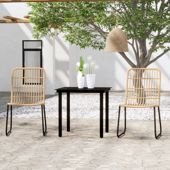 NNEVL 3 Piece Garden Dining Set Oak
