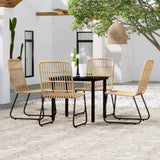 NNEVL 5 Piece Garden Dining Set Oak