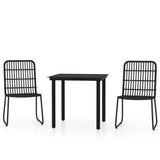NNEVL 3 Piece Garden Dining Set Black